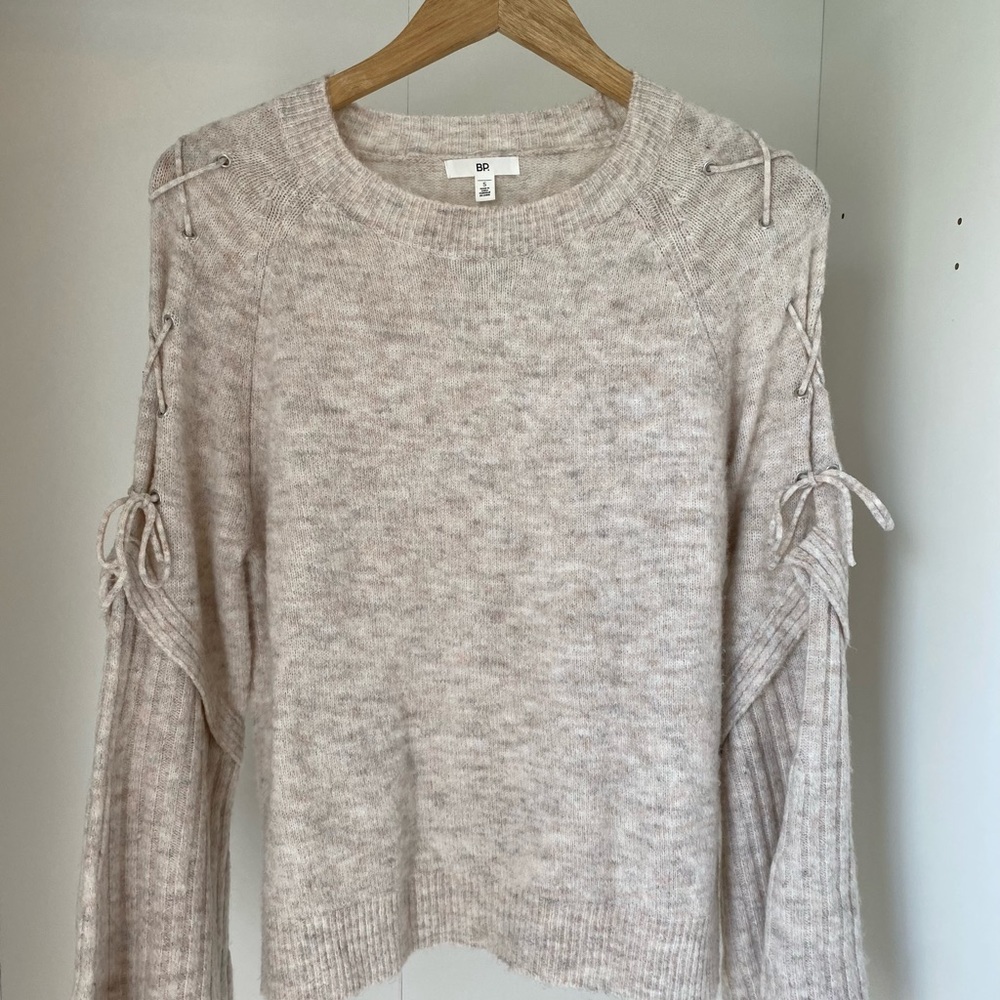 BP. Bell-Sleeve Sweater with Lace-Up Detailing